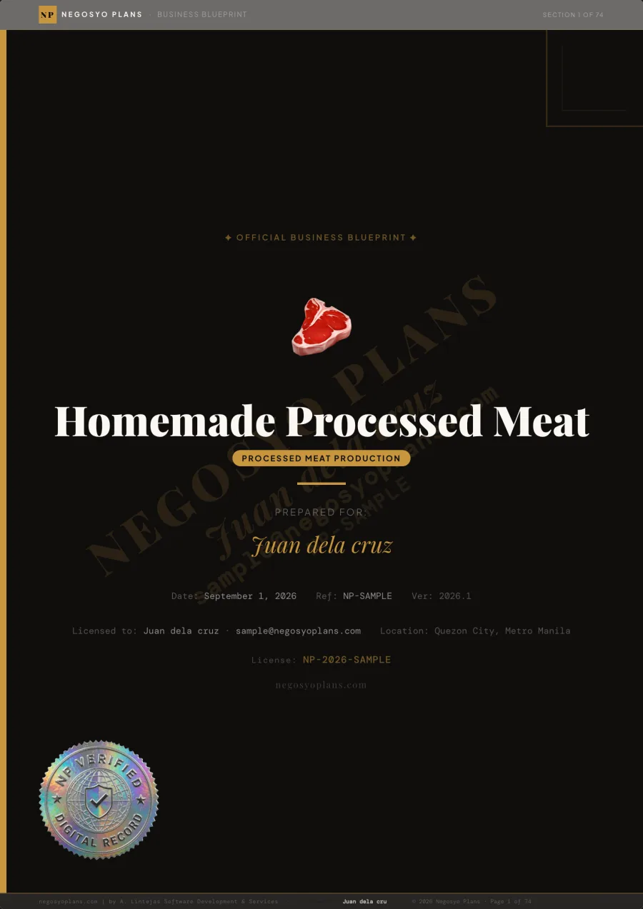 Cover page — Homemade Processed Meat blueprint (sample)