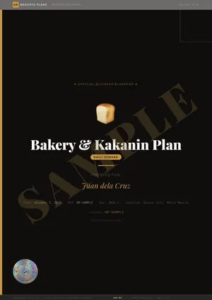 Sample page 1 of 47 from the Bakery & Kakanin Plan blueprint: Cover (watermarked SAMPLE)