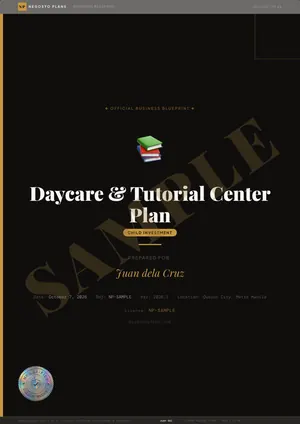 Sample page 1 of 48 from the Daycare & Tutorial Center Plan blueprint: Cover (watermarked SAMPLE)