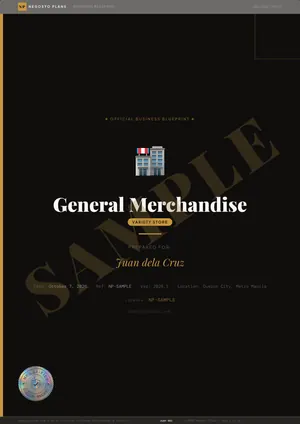 Sample page 1 of 22 from the General Merchandise blueprint: Cover (watermarked SAMPLE)