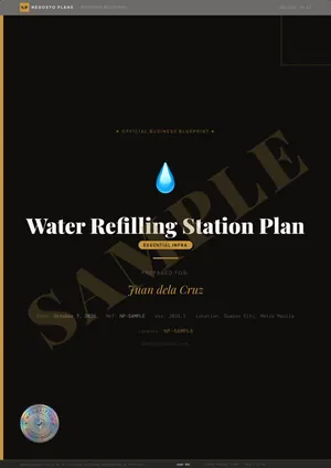 Sample page 1 of 49 from the Water Refilling Station Plan blueprint: Cover (watermarked SAMPLE)